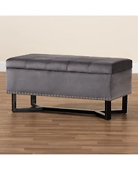 Baxton Studio Esther Modern and Contemporary Velvet Fabric Upholstered and Finished Wood Storage Ottoman