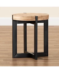 Baxton Studio Horace Rustic and Industrial 15.7" Finished Wood and Finished Metal End Table