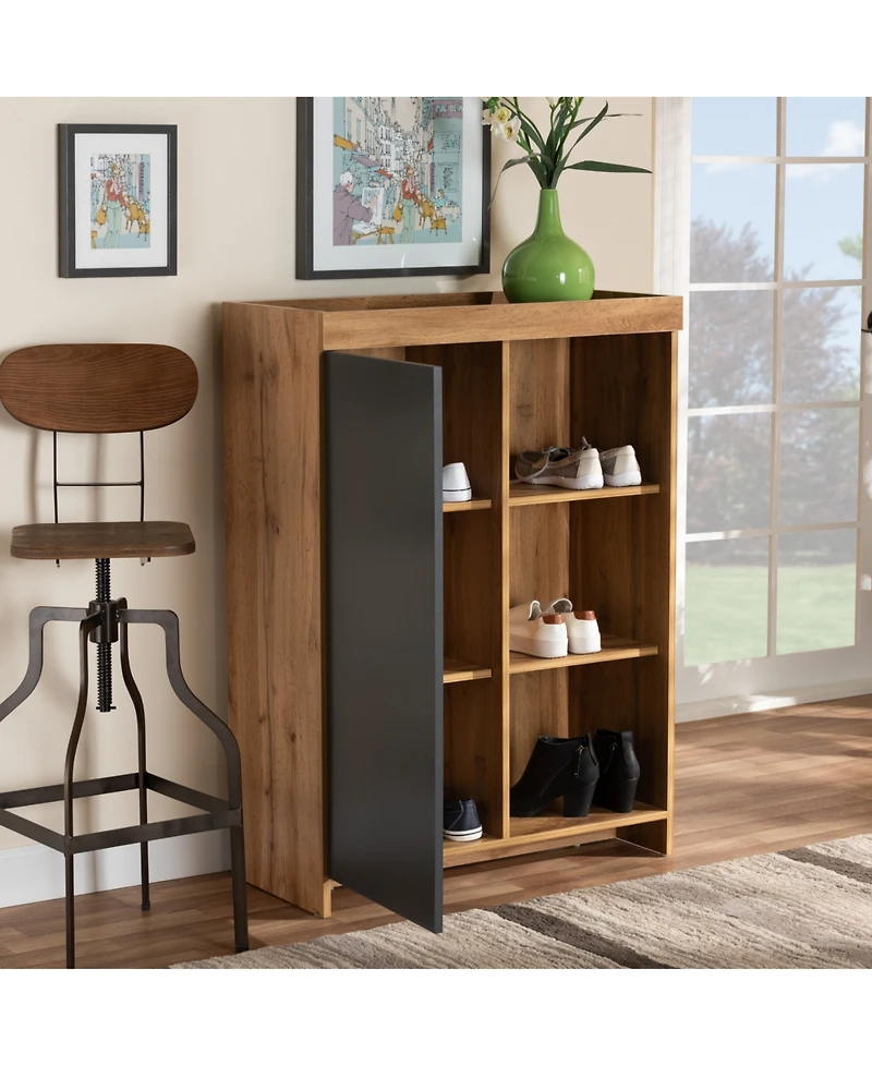 Baxton Studio Caspian Modern and Contemporary 43.3" Two-Tone and Finished Wood Shoe Cabinet