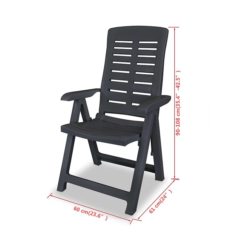 Reclining Patio Chairs 2 pcs Plastic Anthracite