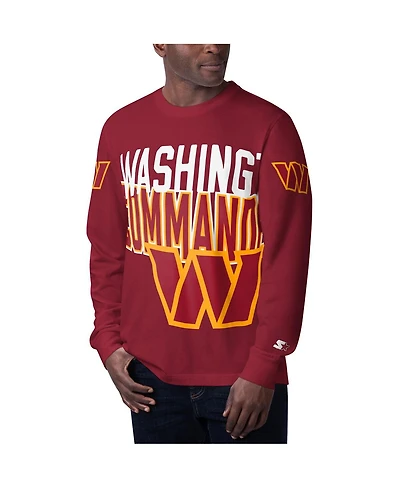 Men's Starter Burgundy Washington Commanders Clutch Hit Long Sleeve T-shirt