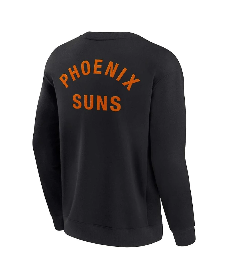 Men's and Women's Fanatics Signature Black Phoenix Suns Super Soft Fleece Oversize Arch Crew Pullover Sweatshirt