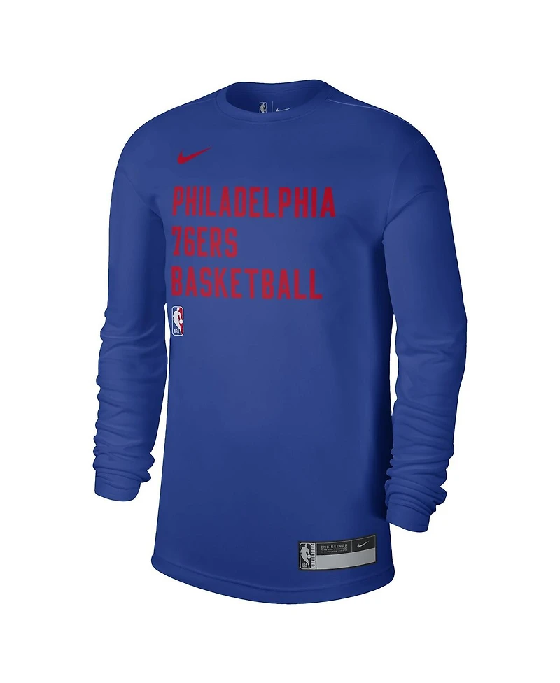 Men's and Women's Nike Royal Philadelphia 76ers 2023/24 Legend On-Court Practice Long Sleeve T-shirt