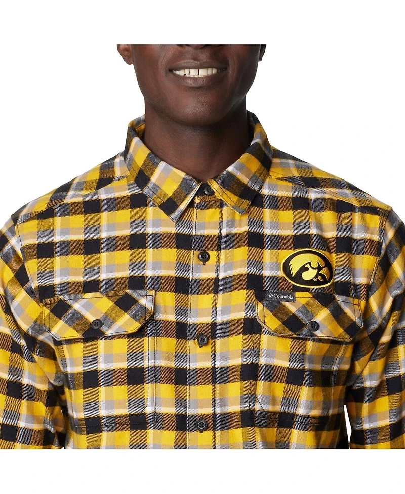 Men's Columbia Gold Iowa Hawkeyes Flare Gun Flannel Long Sleeve Shirt
