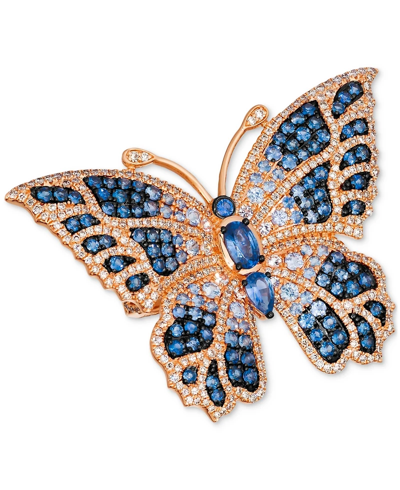 Le Vian Chocolate & Vanilla Diamonds (1-1/5 ct. t.w.) & Multi-Gemstone (3-1/3 ct. t.w.) Butterfly Ring in 14k Rose Gold