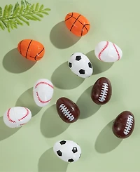 Glitzhome 48 Pack 2.25" H Easter Plastic Fillable Sports Eggs, 12 of Each Basketball, Football, Baseball, Soccer