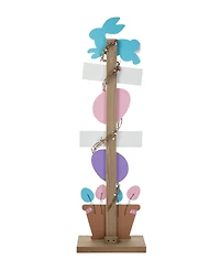 Glitzhome 35.5" H Easter Wooden Bunny and Eggs Porch Decor