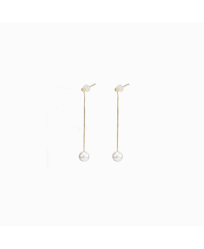 Sterling Silver 18k Gold Plated Dangled Pearl Drop Earrings