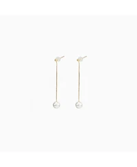 Sterling Silver 18k Gold Plated Dangled Pearl Drop Earrings
