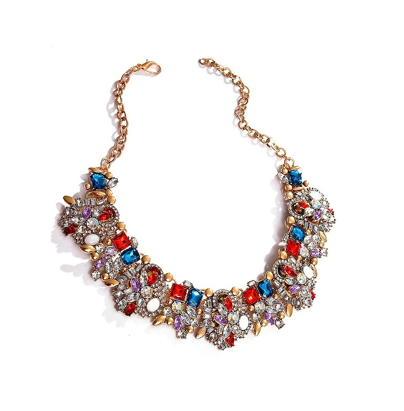 Sohi Women's Multicolour Stone Cluster Necklace