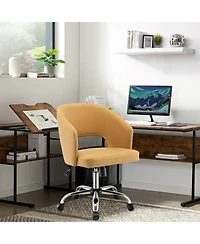 Upholstered Swivel Office Chair with Hollow Out Back