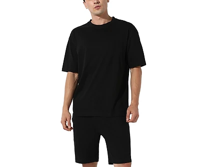 Campus Sutra Men's Oversized Solid Black Casual Co-Ord Set