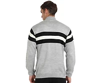 Campus Sutra Men's Light Grey Relaxed Horizontal Striped Pullover Sweater