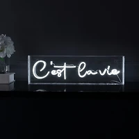 Jonathan Y Cest La Vie Contemporary Glam Acrylic Box Usb Operated Led Neon Light