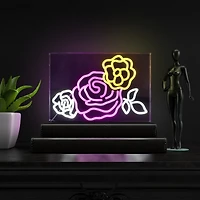 Jonathan Y Crowd Of Roses Contemporary Glam Acrylic Box Usb Operated Led Neon Light