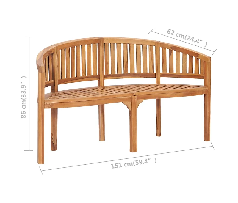 Banana Bench 59.4" Solid Teak Wood