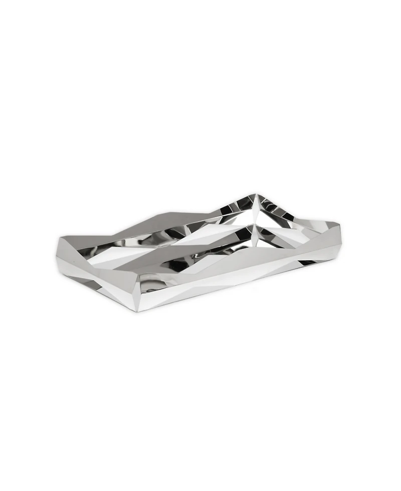 Classic Touch Stainless Steel Oblong Tray with V Design, 15.75" L