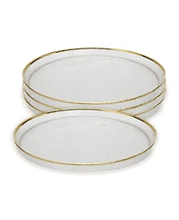 Classic Touch Pebbled Glass Charger Plates Raised Rim with Border, Set of 4