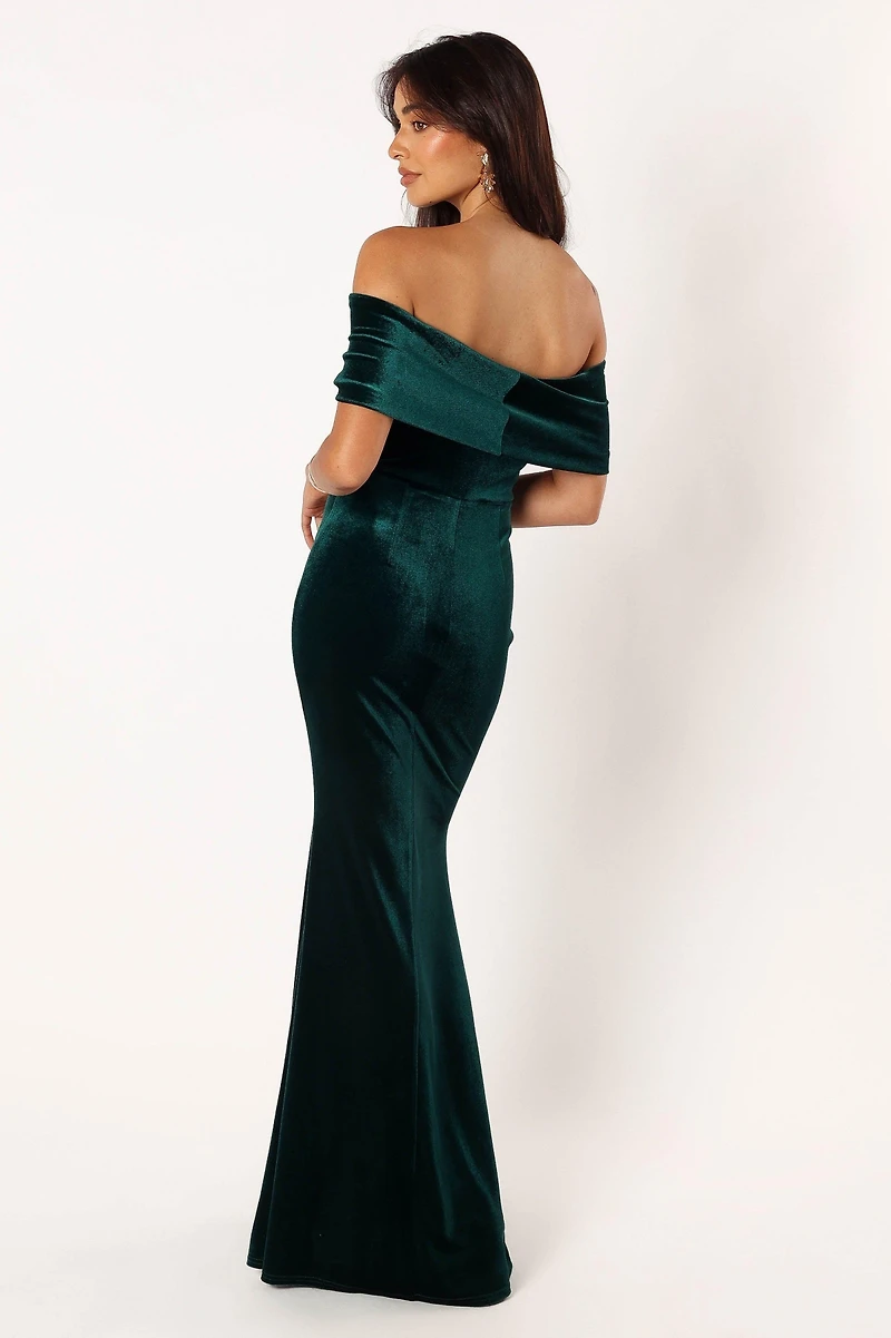Women's Adair Off Shoulder Maxi Dress - Emerald Green