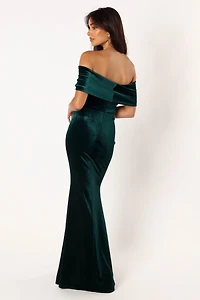 Women's Adair Off Shoulder Maxi Dress - Emerald Green
