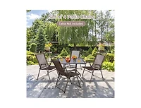 Set of 4 Patio Folding Sling Chairs Steel Camping Deck