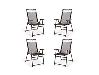 Set of 4 Patio Folding Sling Chairs Steel Camping Deck