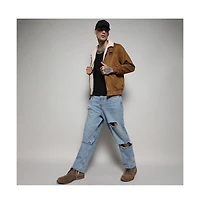Campus Sutra Men's Brown Zip-Front Jacket With Fleece Detail