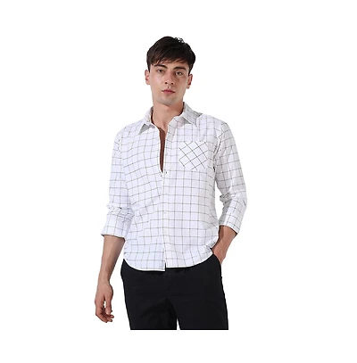 Campus Sutra Men's White Graph Check Shirt
