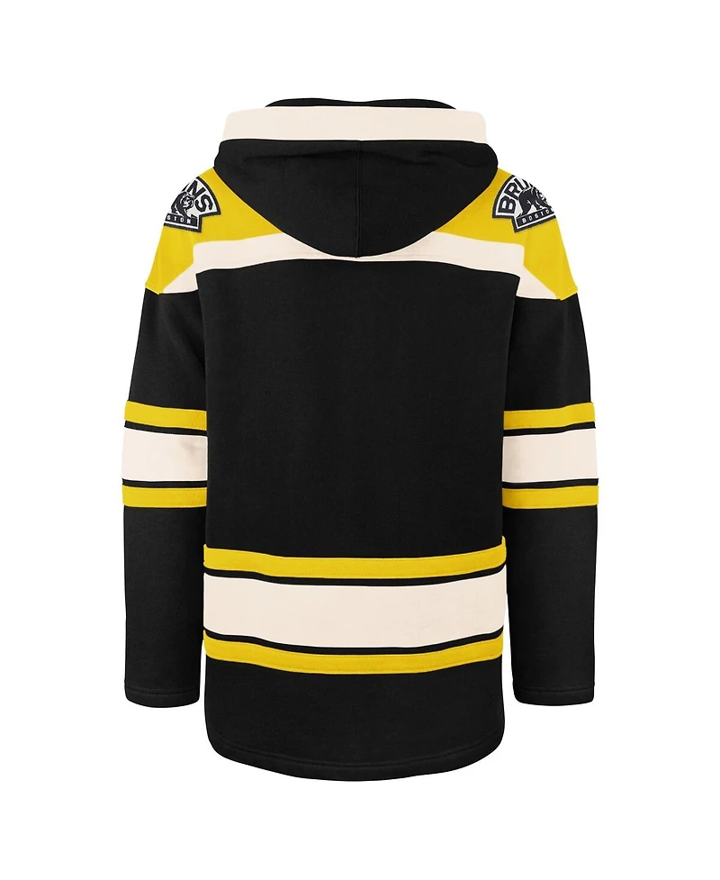 Men's '47 Brand Black Boston Bruins Big and Tall Superior Lacer Pullover Hoodie