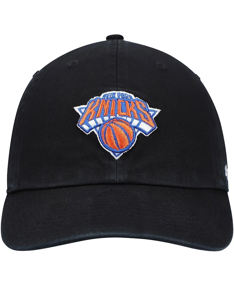 Men's '47 Brand Black New York Knicks Team Clean Up Adjustable Hat