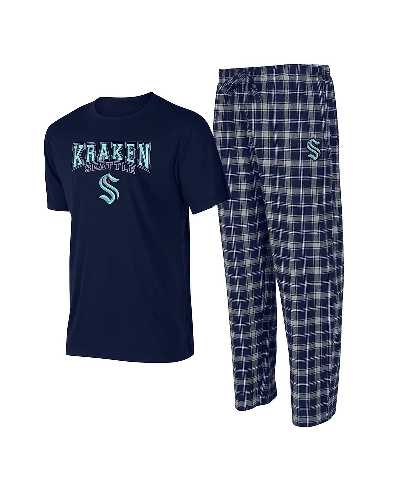 Men's Concepts Sport Navy, Gray Seattle Kraken Arctic T-shirt and Pajama Pants Sleep Set