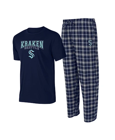 Men's Concepts Sport Navy, Gray Seattle Kraken Arctic T-shirt and Pajama Pants Sleep Set