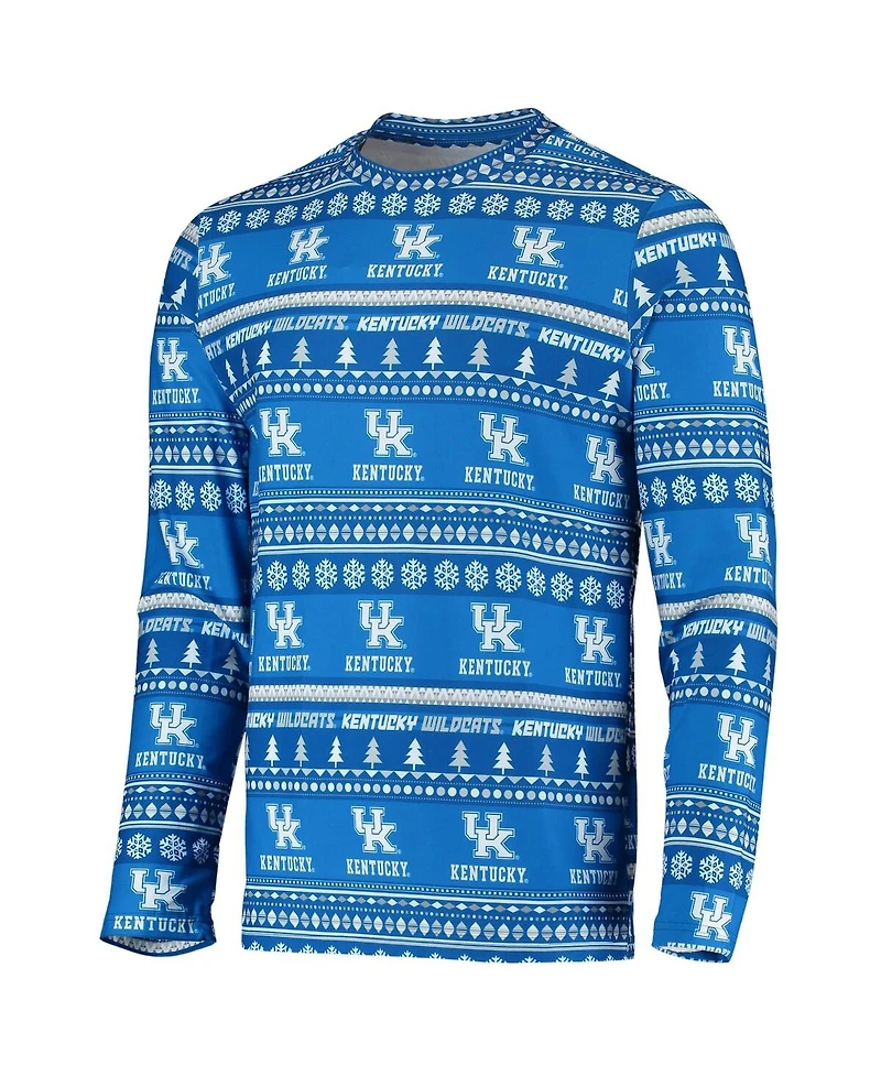 Men's Concepts Sport Royal Kentucky Wildcats Ugly Sweater Knit Long Sleeve Top and Pant Set