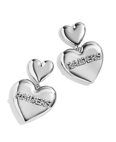 Women's Wear by Erin Andrews x Baublebar Silver-Tone Las Vegas Raiders Heart Statement Drop Earrings