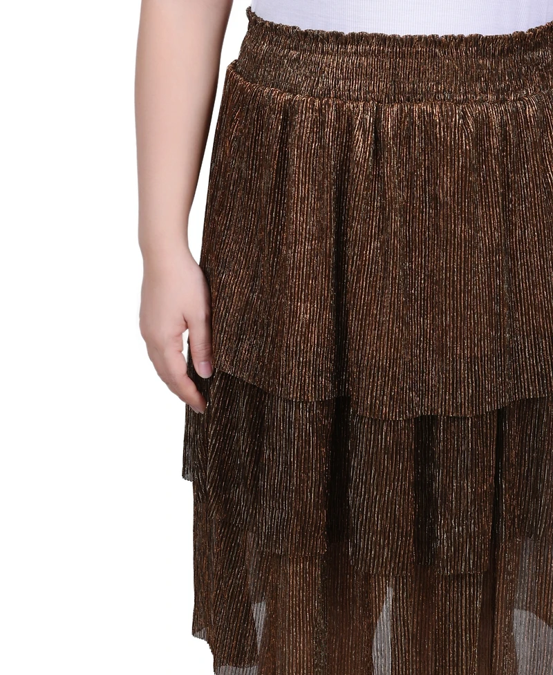 Ny Collection Petite Tiered Mesh Plisse Skirt