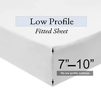 Low Profile Fitted Sheet (7-10 Inches) 100% Cotton Sateen Made Usa, Twin Xl