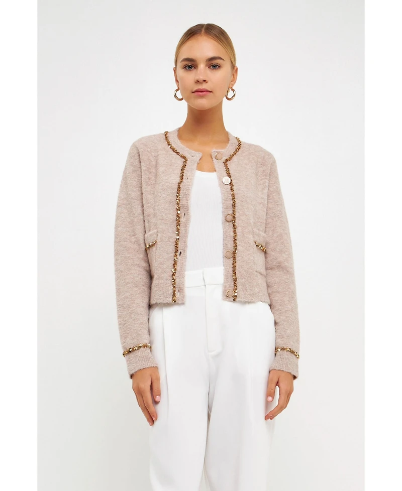 Women's Sequins Trim Cardigan