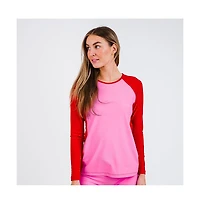 Calypsa Women's Raglan Color Block Rash Guard