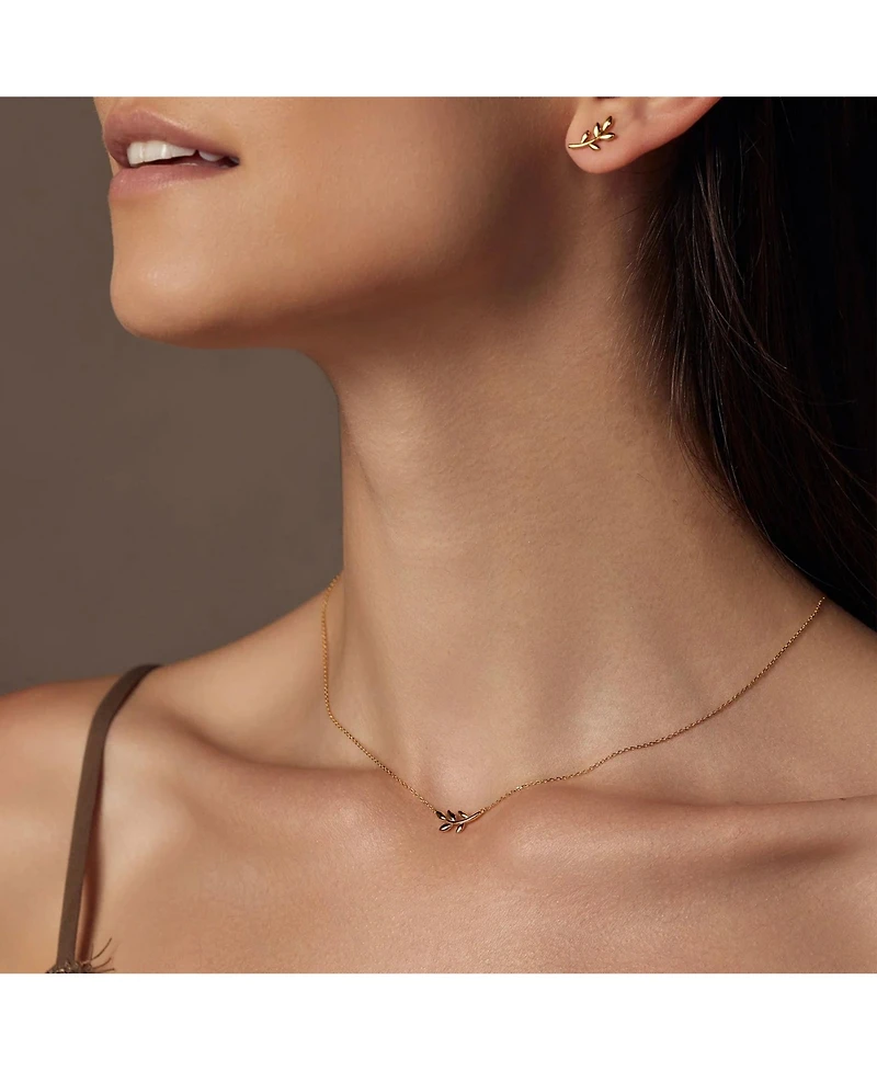 Sterling Silver 18k Gold Plated Olivia Leaf Necklace – Dainty Layering Piece, Effortless Elegance