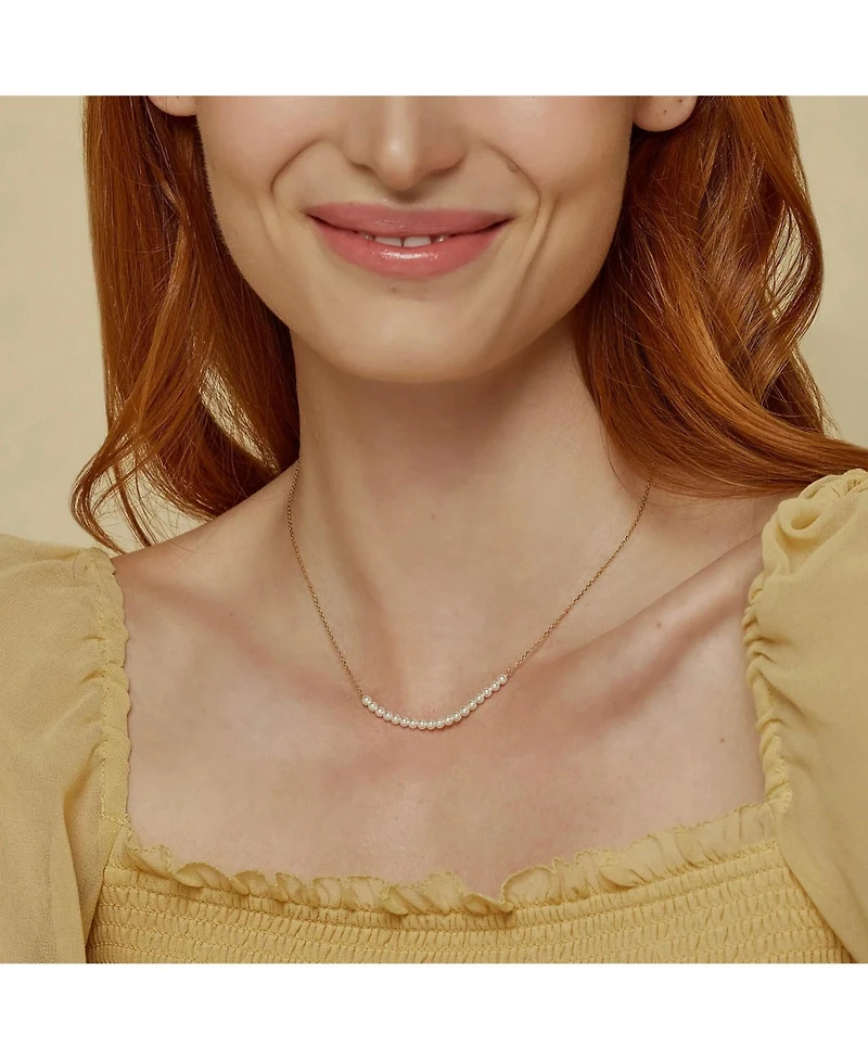 Sterling Silver 18k Gold Plated Rosalie Cultured Pearl Necklace