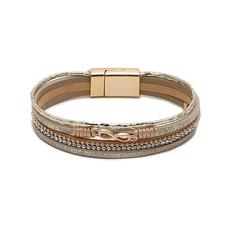 Sohi Women's Gold Infinity Leather Bracelet
