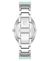 Anne Klein Women's Quartz Silver-Tone Alloy and Mint Green Enamel Watch, 34mm