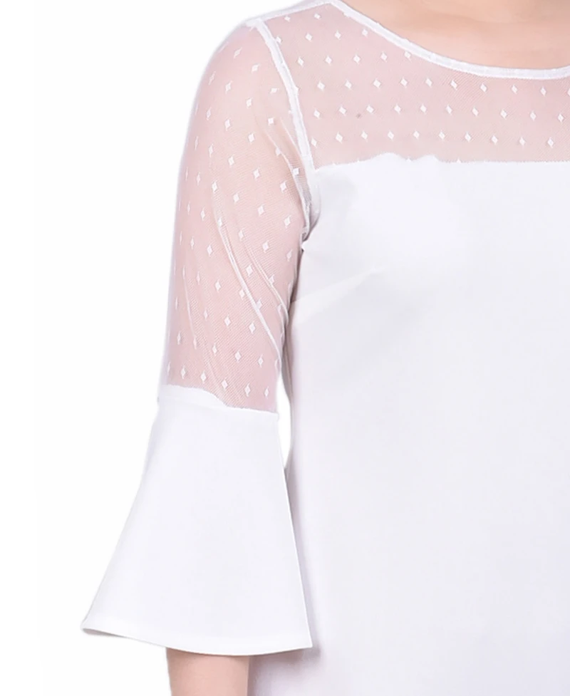 Ny Collection Women's Illusion Neck Scuba Dress