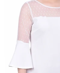 Ny Collection Women's Illusion Neck Scuba Dress