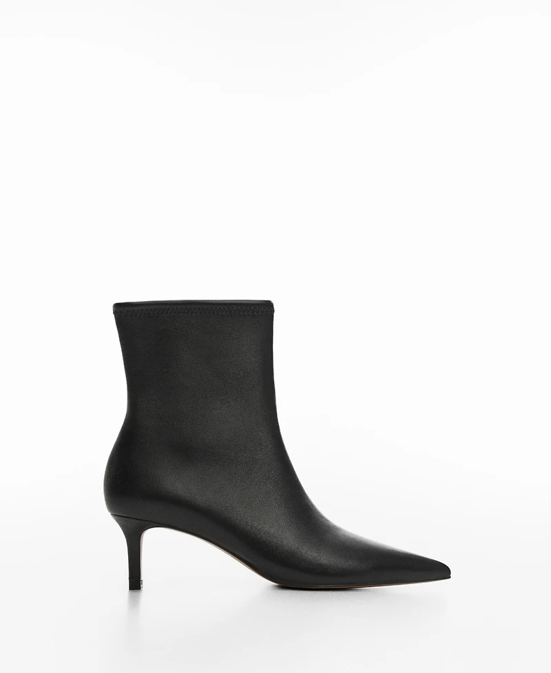Mango Women's Kitten Heels Leather Boots
