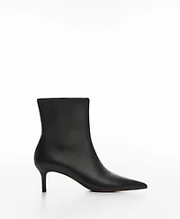 Mango Women's Kitten Heels Leather Boots