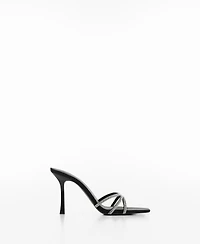 Mango Women's Rhinestone Straps Heeled Sandals