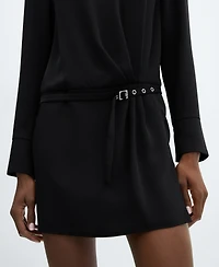 Mango Women's Belted Ruched Dress