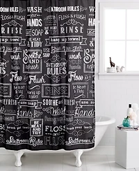 Avanti Chalk It Up Vintage Inspired Printed Shower Curtain, 72" x 72"