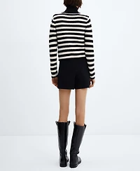 Mango Women's Jewel Buttons Striped Cardigan